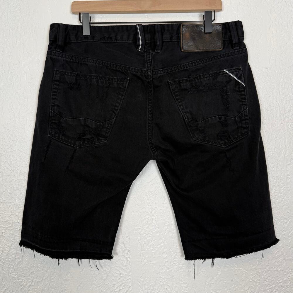 Cult of Individuality Men's Denim Rebel Short Black Raw Hem Distressed Size 34 - Picture 2 of 5